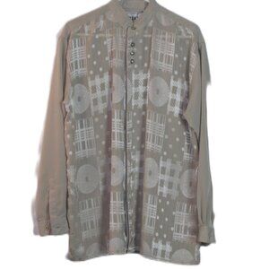 Pronti Collection by Phita Tan, Cream Long Sleeve Dress Shirt Size M